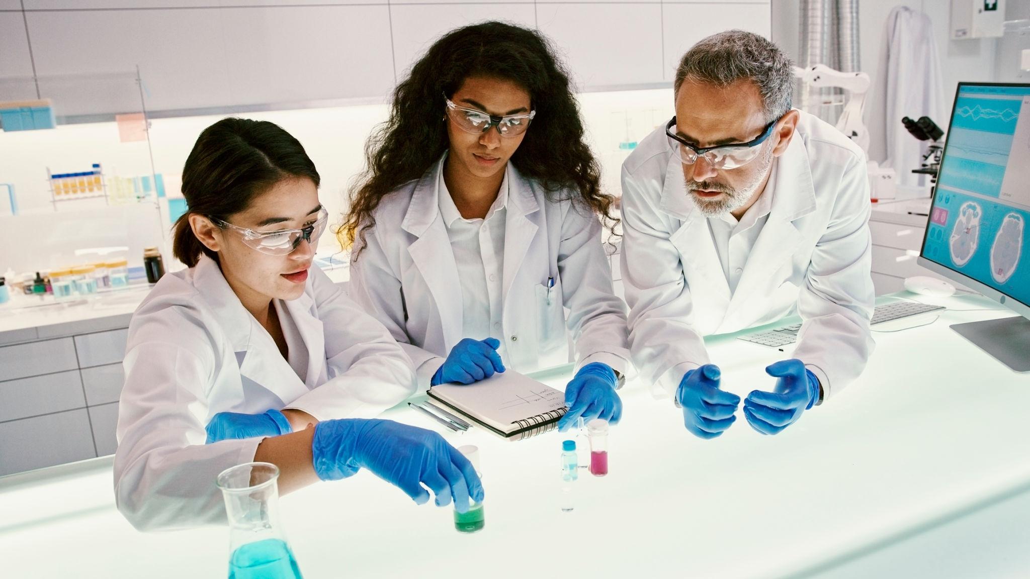 pharmaceutical scientists collaborating in a laboratory